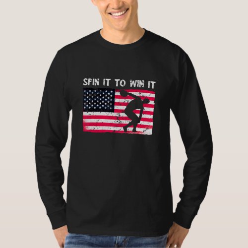 Discus Throw Spin It Win It Usa Flag Vintage Discu T_Shirt