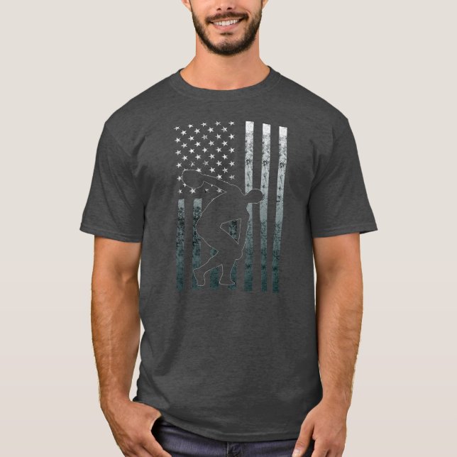 Discus Thrower America Flag Vintage Discus T-Shirt (Front)