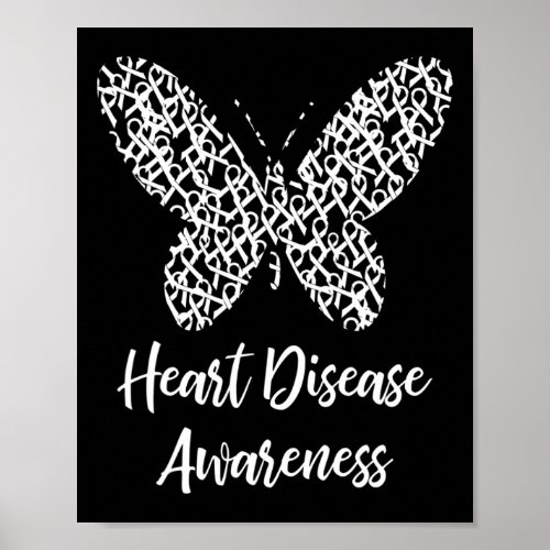 Disease Awareness Butterfly Gift February Wear Red Poster