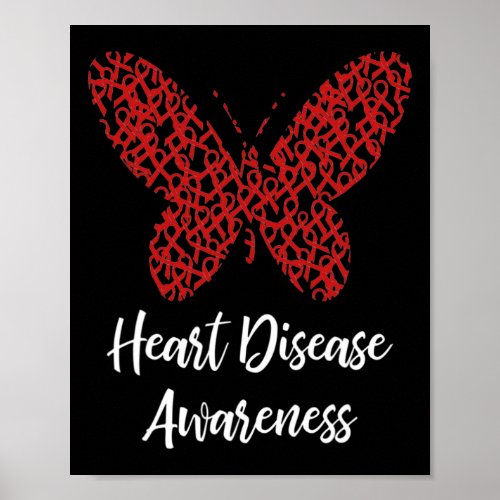 Disease Awareness Butterfly Gift February Wear Red Poster