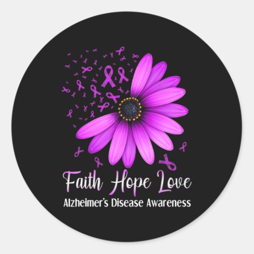 Disease Awareness Faith Hope Love Purple Ribbon 1  Classic Round Sticker