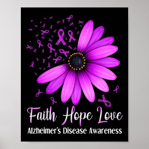 Disease Awareness Faith Hope Love Purple Ribbon 1  Poster