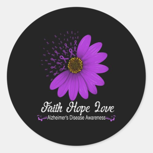 Disease Awareness Faith Hope Love Purple Ribbon  Classic Round Sticker