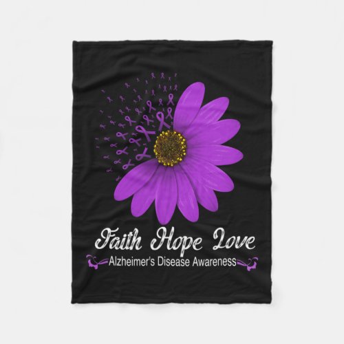 Disease Awareness Faith Hope Love Purple Ribbon  Fleece Blanket