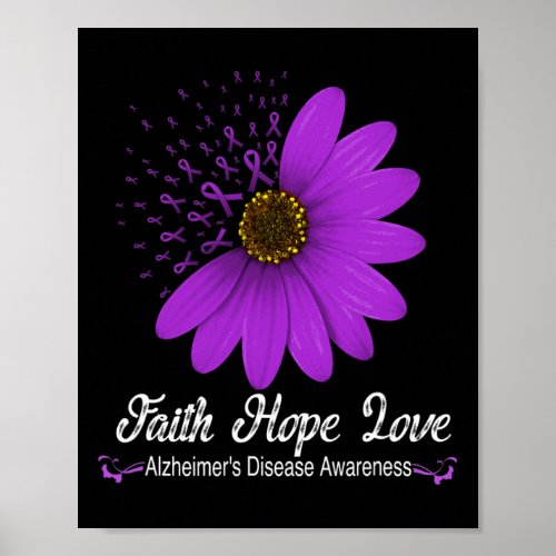 Disease Awareness Faith Hope Love Purple Ribbon  Poster