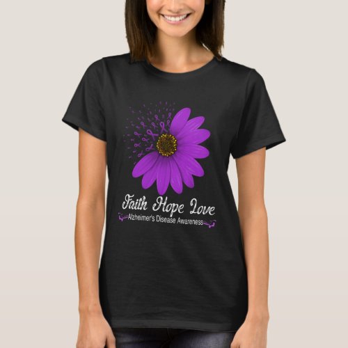 Disease Awareness Faith Hope Love Purple Ribbon  T_Shirt