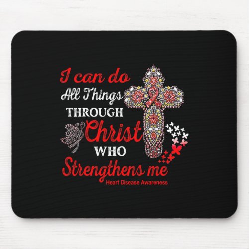 Disease Awareness Heart Disease Warrior Christ  Mouse Pad