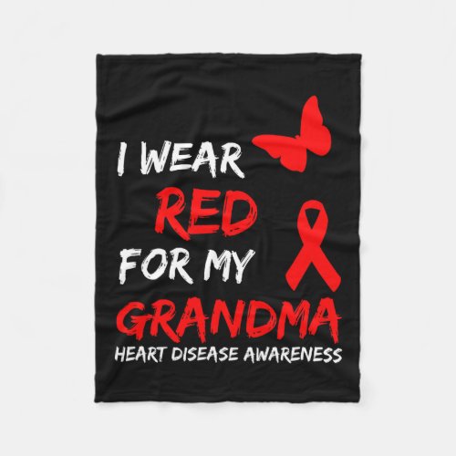 Disease Awareness I Wear Red For My Grandma Ribbon Fleece Blanket