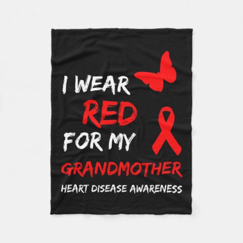 Disease Awareness I Wear Red For My Grandmother Ri Fleece Blanket