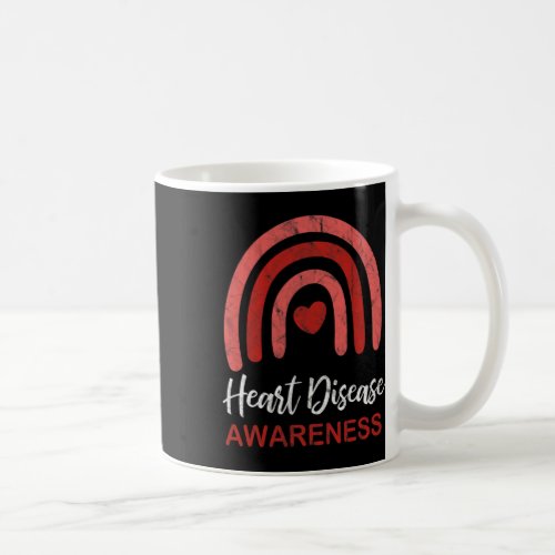 Disease Awareness Month Retro Rainbow Heart Health Coffee Mug