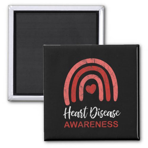 Disease Awareness Month Retro Rainbow Heart Health Magnet