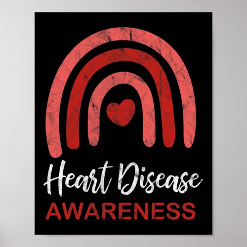 Disease Awareness Month Retro Rainbow Heart Health Poster