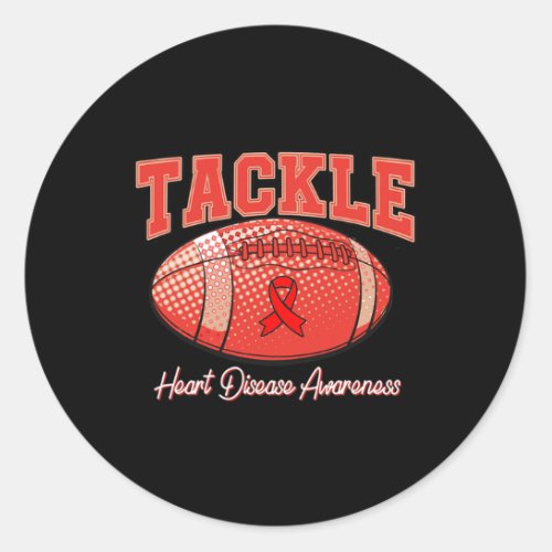 Disease Awareness Month Tackle Football Heart Heal Classic Round Sticker