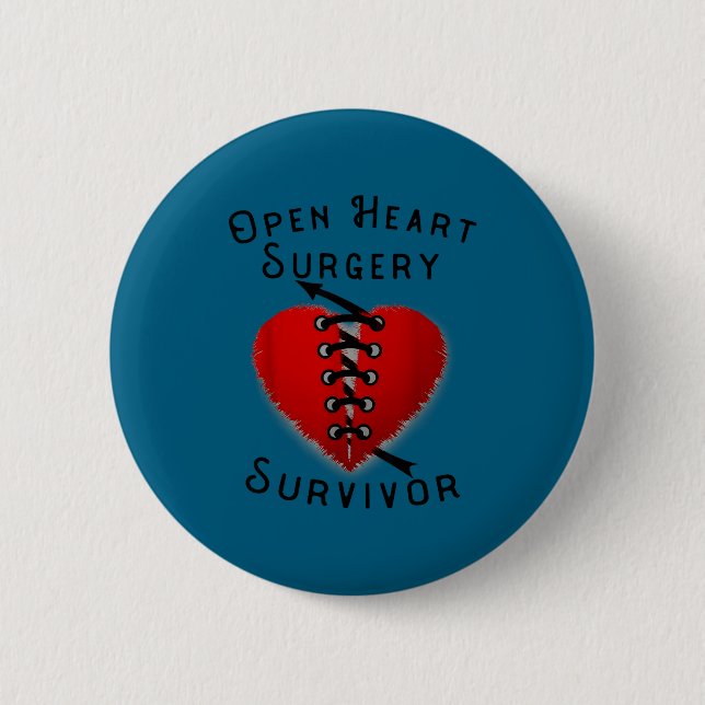 Disease Awareness Open Heart Surgery Survivor Ed H Button (Front)