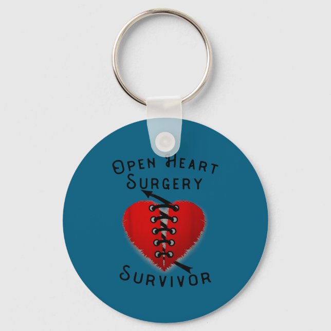 Disease Awareness Open Heart Surgery Survivor Ed H Keychain (Front)