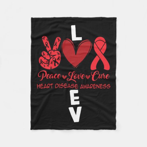 Disease Awareness Red Ribbon Heart Attack Survivor Fleece Blanket