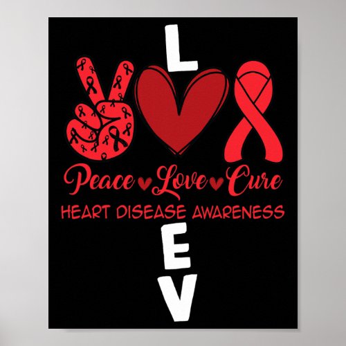 Disease Awareness Red Ribbon Heart Attack Survivor Poster