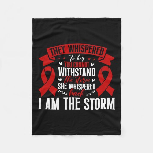 Disease Awareness Red Ribbon I Am The Storm  Fleece Blanket