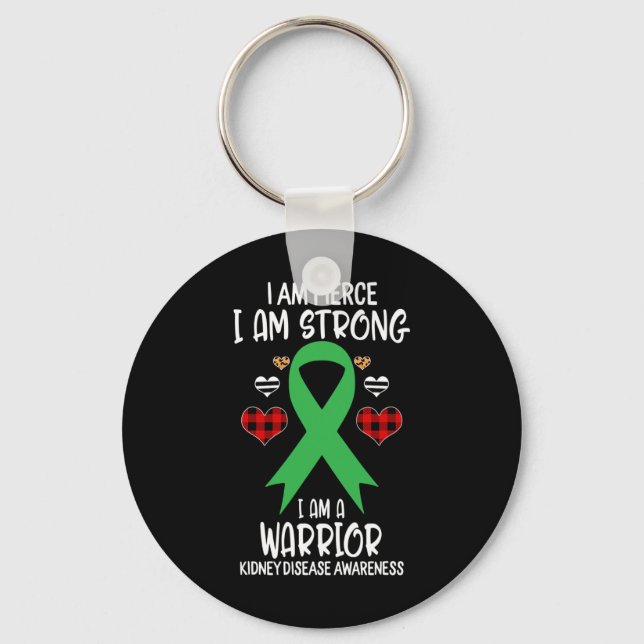 Disease Awareness Ribbon I Am Fierce Strong Warrio Keychain (Front)