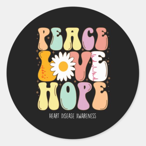 Disease Awareness Shirt Peace Love Hope Heart Dise Classic Round Sticker