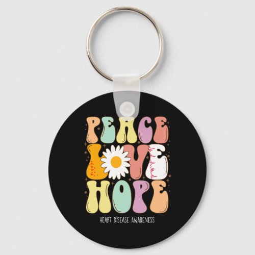 Disease Awareness Shirt Peace Love Hope Heart Dise Keychain