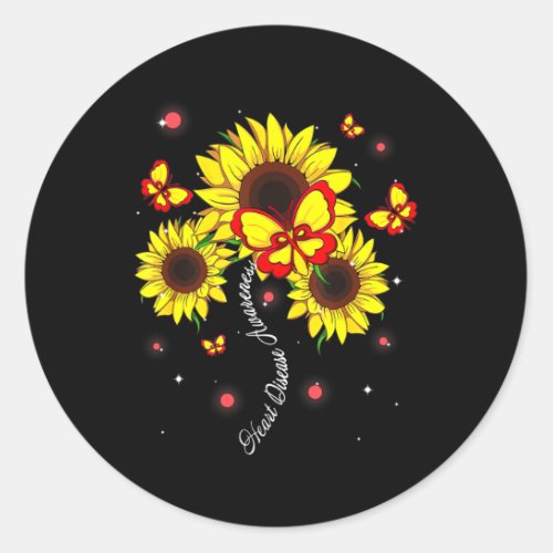 Disease Awareness Sunflower Butterfly Ribbon  Classic Round Sticker