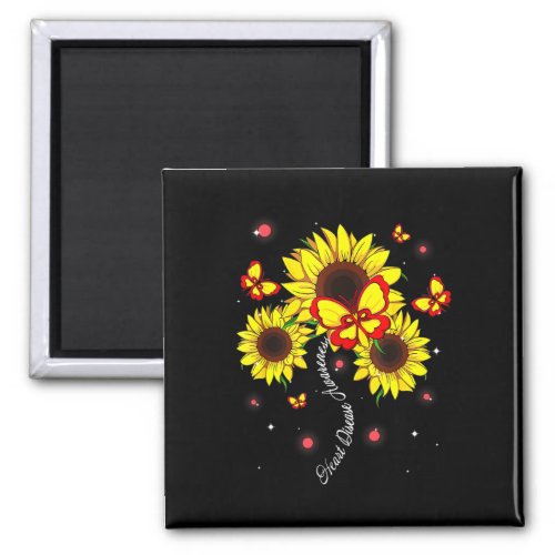 Disease Awareness Sunflower Butterfly Ribbon  Magnet