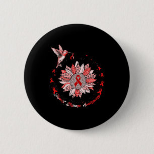 Disease Awareness Sunflower Hummingbird Ribbon  Button
