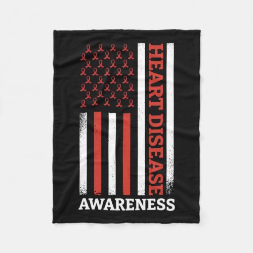 Disease Awareness Usa Flag Heart Warrior  Fleece Blanket