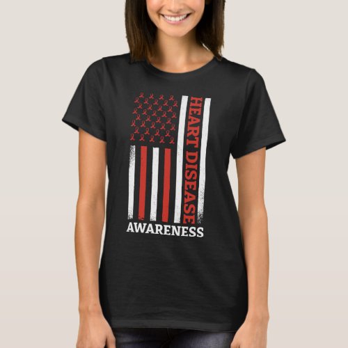 Disease Awareness Usa Flag Heart Warrior  T_Shirt