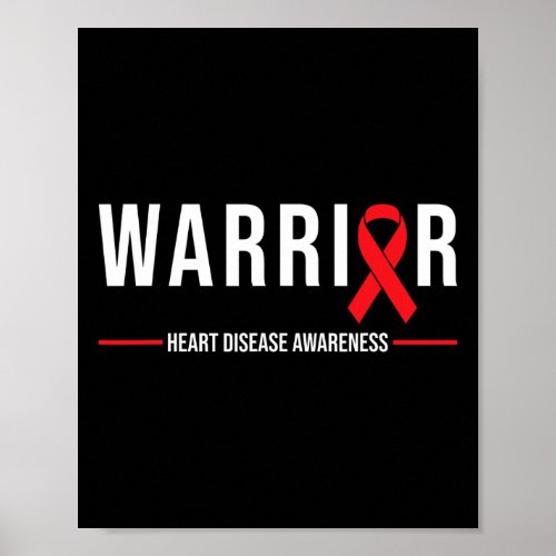 Disease Awareness _ Warrior Recovery Red Ribbon  Poster