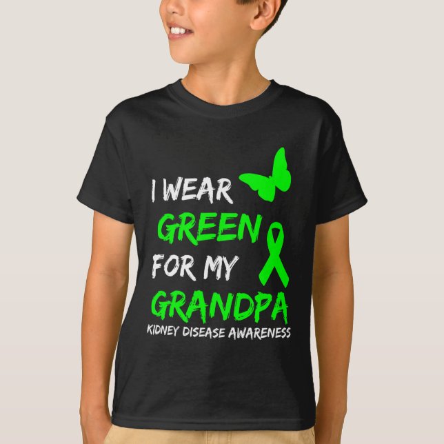 Disease I Wear Green For My Grandpa Ribbon 1  T-Shirt (Front)