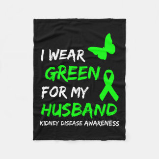 Disease I Wear Green For My Husband Ribbon Fleece Blanket