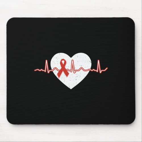 Disease Month Outfits Red Day Heart Ribbon 1  Mouse Pad