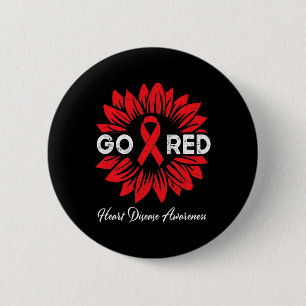 Disease Sunflower Go Red Heart Disease Awareness  Button