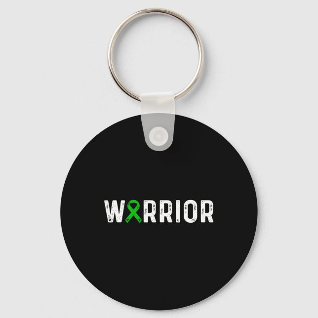 Disease Warrior Awareness Green Ribbon  Keychain (Front)