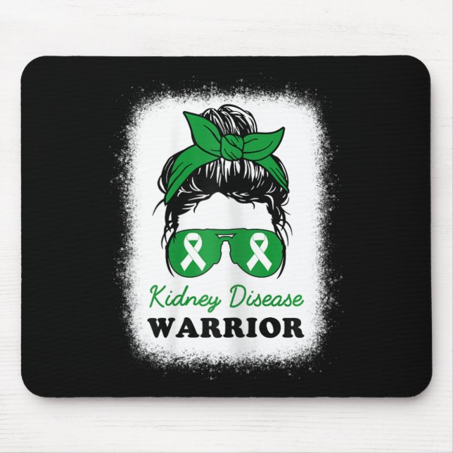 Disease Warrior Kidney Disease Awareness Messy Bun Mouse Pad (Front)