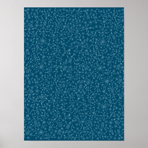 Diseo abstracto en fondo azul Vegetacin alieng Poster