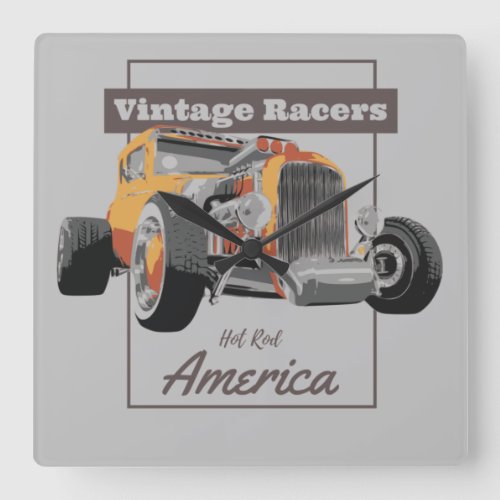Diseo Vintage Racers Square Wall Clock