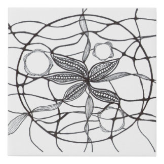 Diseño zen abstracto en blanco y negro faux canvas print