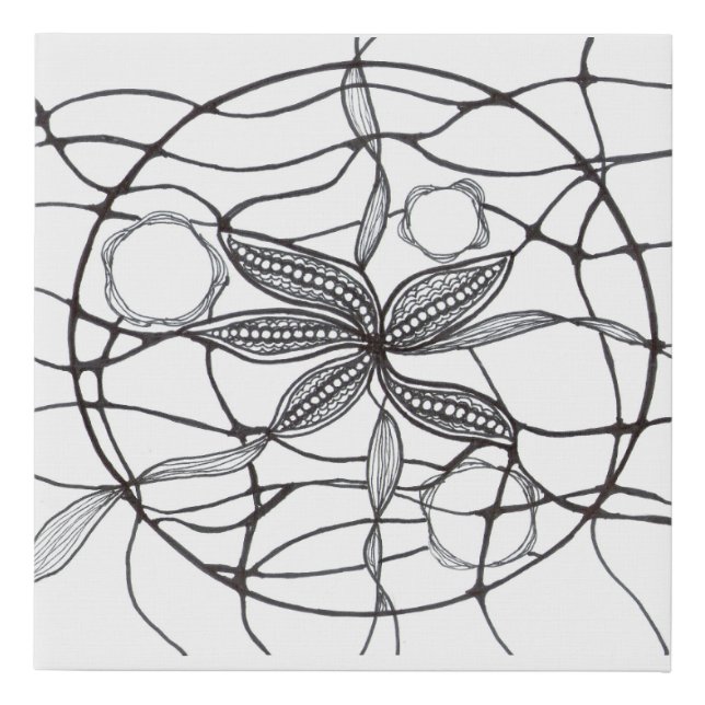 Diseño zen abstracto en blanco y negro faux canvas print (Front)