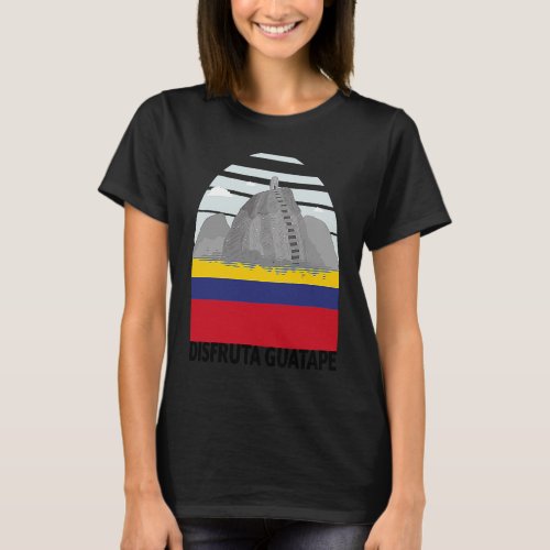 Disfruta Guatape Colombia Skyline Silhouette Outli T_Shirt