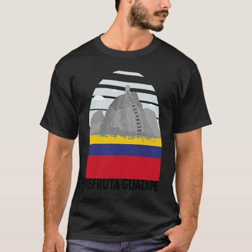 Disfruta Guatape Colombia Skyline Silhouette Outli T_Shirt