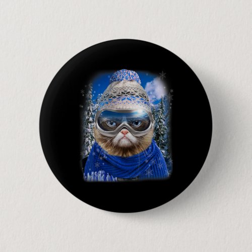 Disgruntle Cat In Winter Ski Snowboarding Sport We