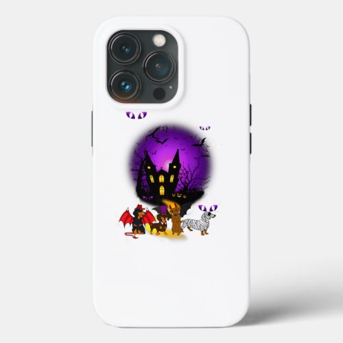 Disguise Scary Dachshund Purple Halloween Night iPhone 13 Pro Case