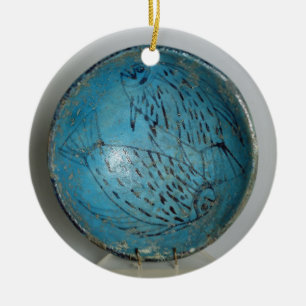 Dish decorated with fish (faience) ceramic ornament