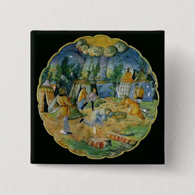 Dish depicting the gathering of manna button (Front)