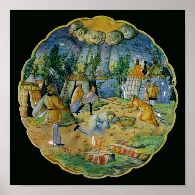 Dish depicting the gathering of manna poster (Front)