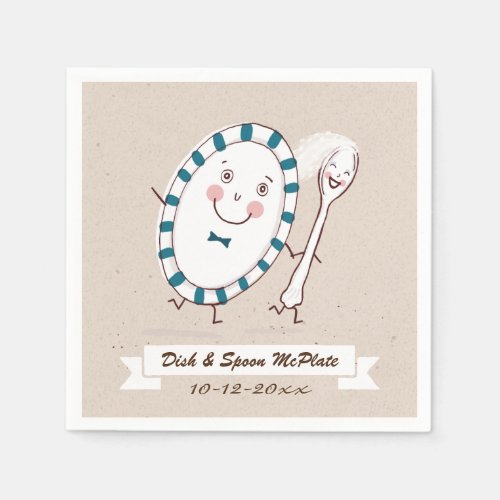 Dish Runs Away with Spoon Wedding Save the Date Paper Napkins