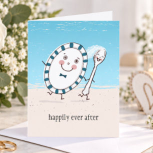 Dish Runs Away with the Spoon Wedding Thank You Card